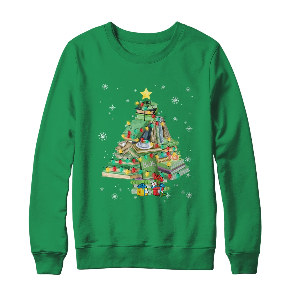 Merry Bookmas Books Pine Tree Funny Reading Lover Christmas Shirt & Sweatshirt | teecentury
