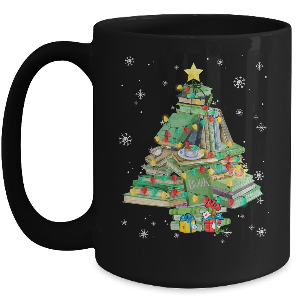Merry Bookmas Books Pine Tree Funny Reading Lover Christmas Mug | teecentury