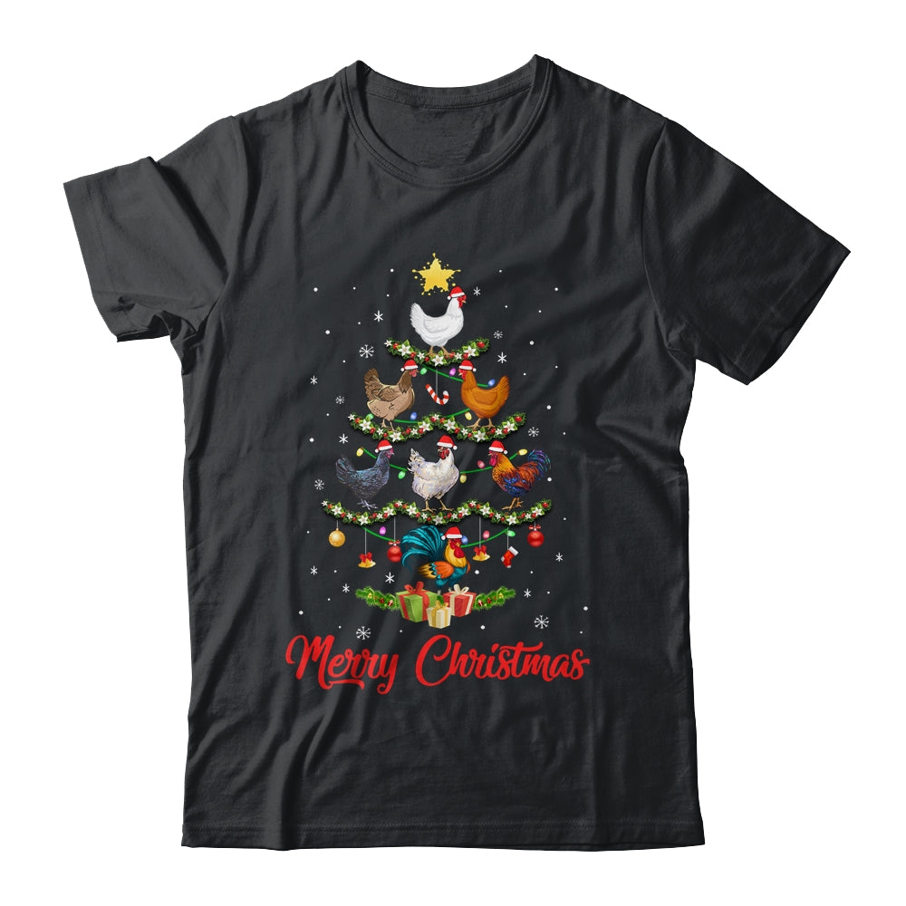 Merry Chickenmas Chicken Christmas Tree Funny Farmer Xmas Shirt & Sweatshirt | teecentury