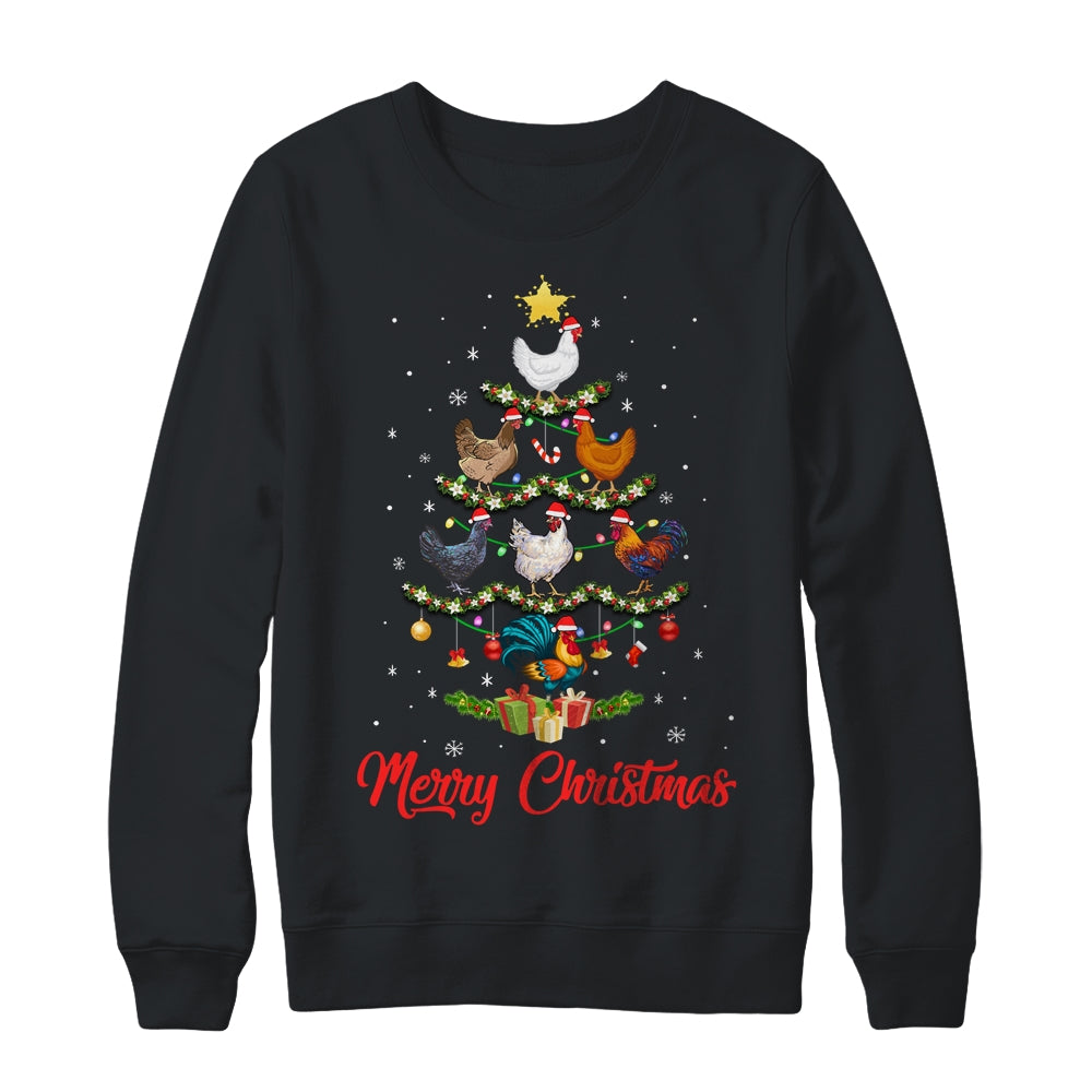 Merry Chickenmas Chicken Christmas Tree Funny Farmer Xmas Shirt & Sweatshirt | teecentury