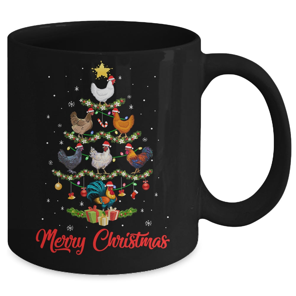 Merry Chickenmas Chicken Christmas Tree Funny Farmer Xmas Mug | teecentury