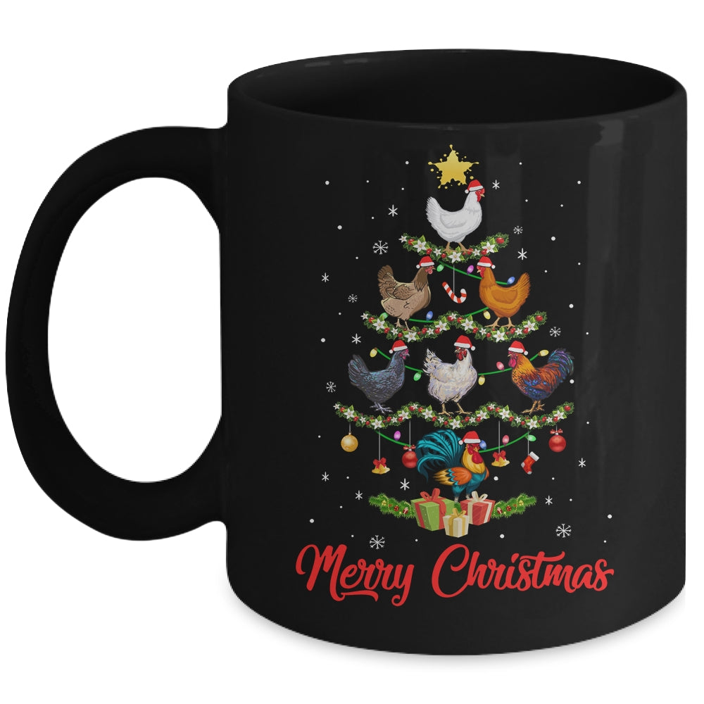 Merry Chickenmas Chicken Christmas Tree Funny Farmer Xmas Mug | teecentury