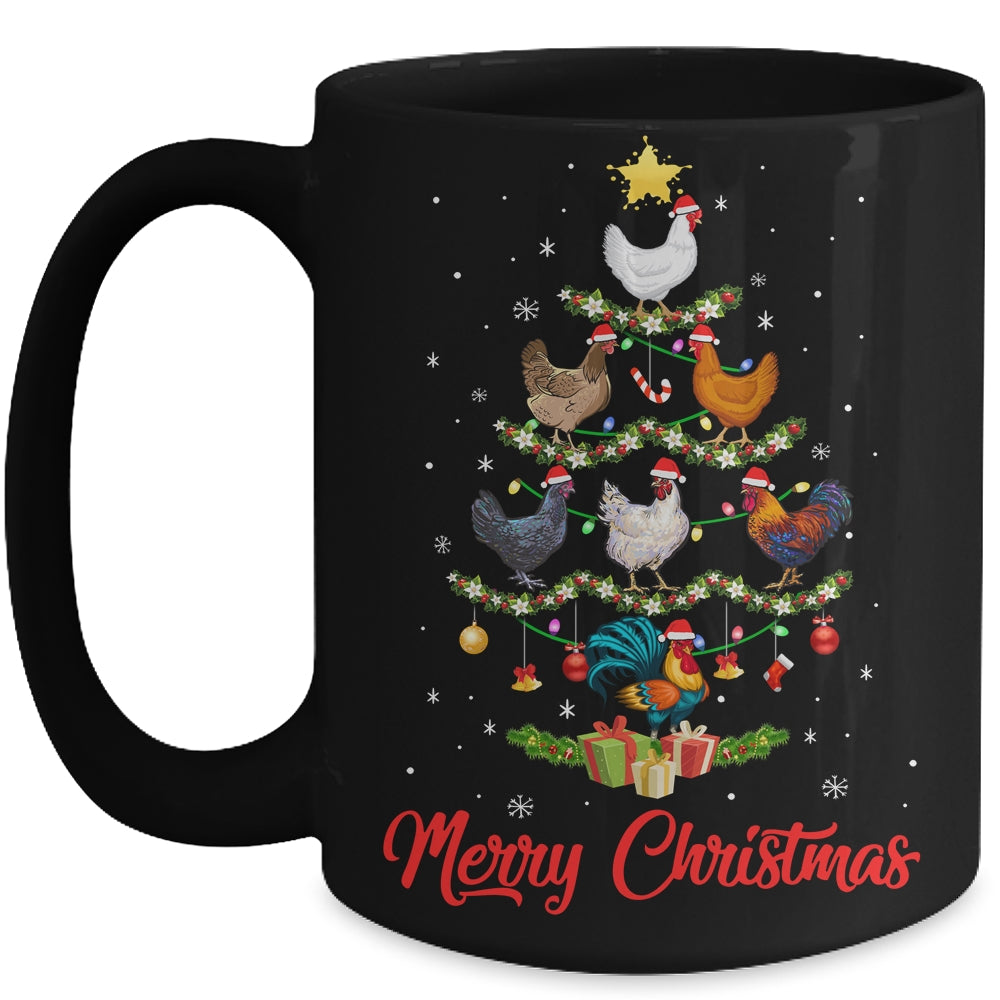 Merry Chickenmas Chicken Christmas Tree Funny Farmer Xmas Mug | teecentury