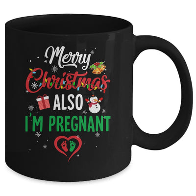 Merry Christmas Also Im Pregnant Xmas Pregnancy Announcement Mug Coffee Mug | Teecentury.com