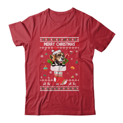 Merry Christmas Beagle In Sock Dog Funny Ugly Xmas T-Shirt & Sweatshirt | Teecentury.com