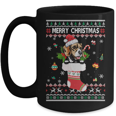 Merry Christmas Beagle In Sock Dog Funny Ugly Xmas Mug Coffee Mug | Teecentury.com