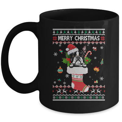 Merry Christmas Boston Terrier In Sock Dog Funny Ugly Xmas Mug Coffee Mug | Teecentury.com