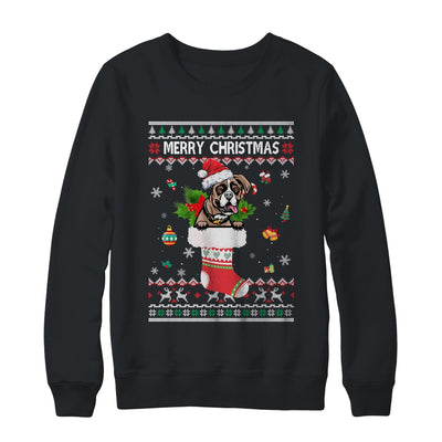 Merry Christmas Boxer In Sock Dog Funny Ugly Xmas T-Shirt & Sweatshirt | Teecentury.com