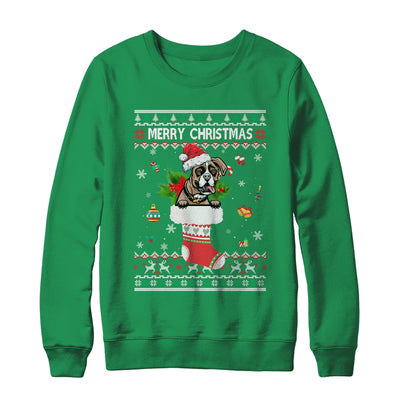 Merry Christmas Boxer In Sock Dog Funny Ugly Xmas T-Shirt & Sweatshirt | Teecentury.com