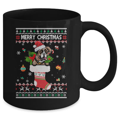 Merry Christmas Boxer In Sock Dog Funny Ugly Xmas Mug Coffee Mug | Teecentury.com