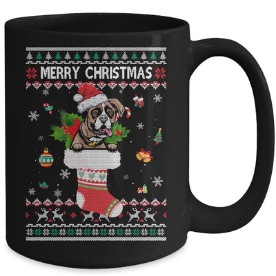 Merry Christmas Boxer In Sock Dog Funny Ugly Xmas Mug Coffee Mug | Teecentury.com