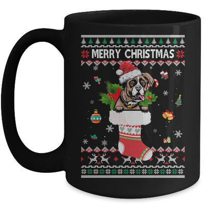 Merry Christmas Boxer In Sock Dog Funny Ugly Xmas Mug Coffee Mug | Teecentury.com