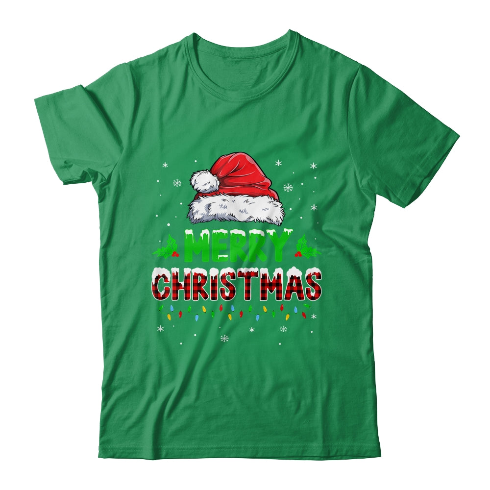 Merry Christmas Buffalo Red Plaid Santa Hat For Men Women Shirt & Sweatshirt | teecentury