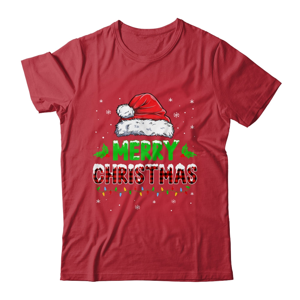 Merry Christmas Buffalo Red Plaid Santa Hat For Men Women Shirt & Sweatshirt | teecentury