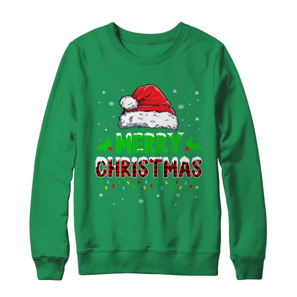 Merry Christmas Buffalo Red Plaid Santa Hat For Men Women Shirt & Sweatshirt | teecentury