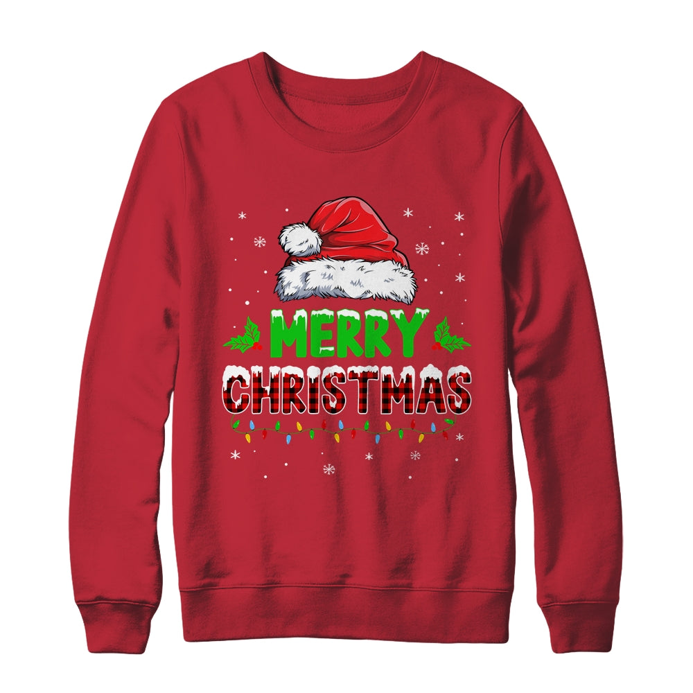 Merry Christmas Buffalo Red Plaid Santa Hat For Men Women Shirt & Sweatshirt | teecentury