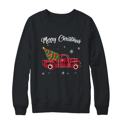 Merry Christmas Buffalo Truck Tree Red Plaid For Men Women T-Shirt & Sweatshirt | Teecentury.com