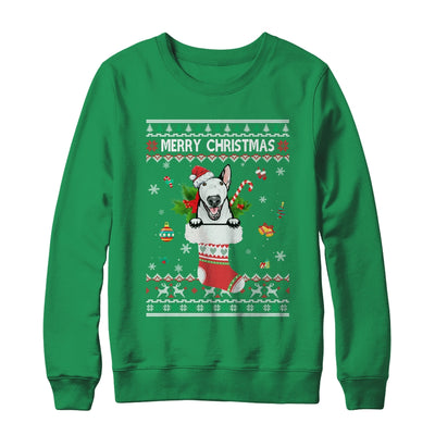 Merry Christmas Bull Terrier In Sock Dog Funny Ugly Xmas T-Shirt & Sweatshirt | Teecentury.com