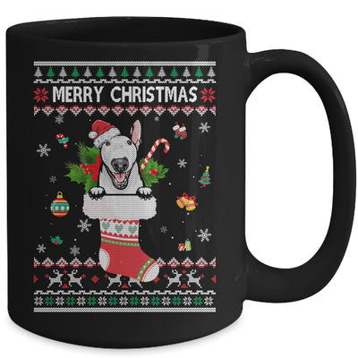 Merry Christmas Bull Terrier In Sock Dog Funny Ugly Xmas Mug Coffee Mug | Teecentury.com