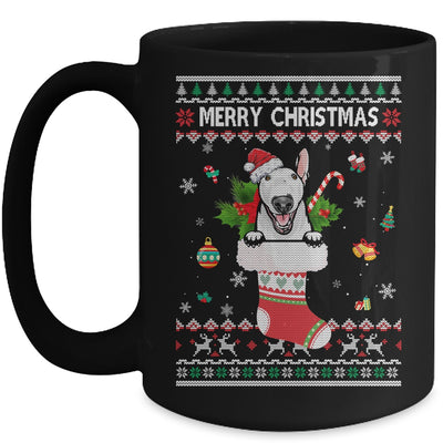 Merry Christmas Bull Terrier In Sock Dog Funny Ugly Xmas Mug Coffee Mug | Teecentury.com