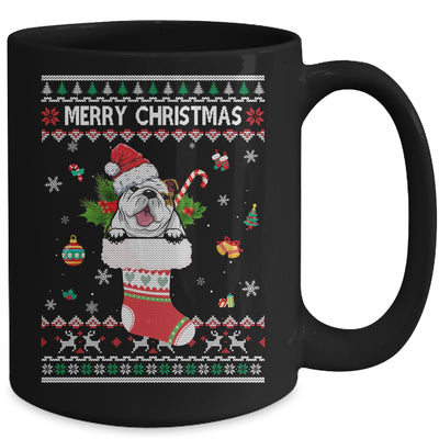 Merry Christmas Bulldog In Sock Dog Funny Ugly Xmas Mug Coffee Mug | Teecentury.com