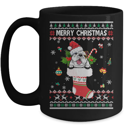 Merry Christmas Bulldog In Sock Dog Funny Ugly Xmas Mug Coffee Mug | Teecentury.com