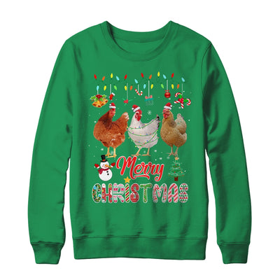Merry Christmas Chicken Santa Hat Lights Xmas Funny Shirt & Sweatshirt | teecentury