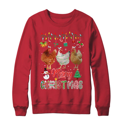 Merry Christmas Chicken Santa Hat Lights Xmas Funny Shirt & Sweatshirt | teecentury