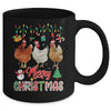 Merry Christmas Chicken Santa Hat Lights Xmas Funny Mug | teecentury