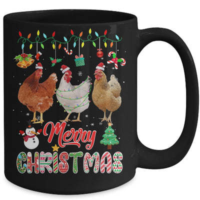 Merry Christmas Chicken Santa Hat Lights Xmas Funny Mug | teecentury