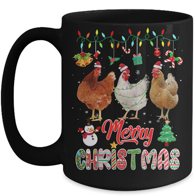 Merry Christmas Chicken Santa Hat Lights Xmas Funny Mug | teecentury