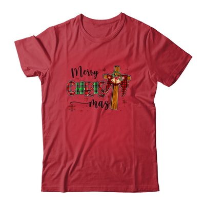 Merry Christmas Christian Cross Buffalo Plaid Family Xmas T-Shirt & Sweatshirt | Teecentury.com