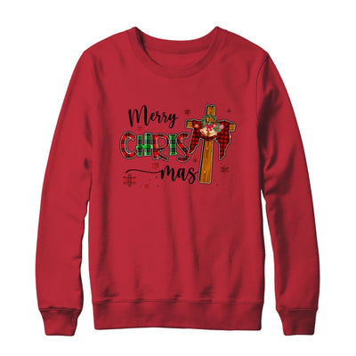 Merry Christmas Christian Cross Buffalo Plaid Family Xmas T-Shirt & Sweatshirt | Teecentury.com