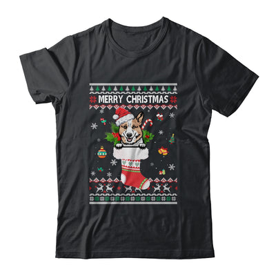 Merry Christmas Corgi In Sock Dog Funny Ugly Xmas T-Shirt & Sweatshirt | Teecentury.com