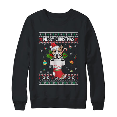 Merry Christmas Corgi In Sock Dog Funny Ugly Xmas T-Shirt & Sweatshirt | Teecentury.com