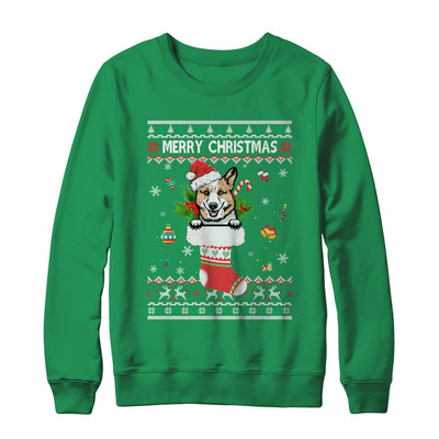 Merry Christmas Corgi In Sock Dog Funny Ugly Xmas T-Shirt & Sweatshirt | Teecentury.com