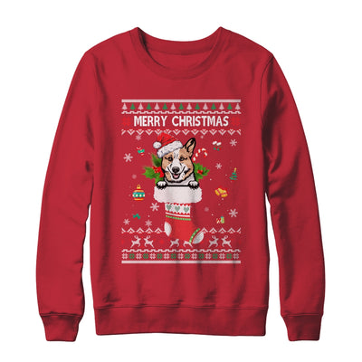 Merry Christmas Corgi In Sock Dog Funny Ugly Xmas T-Shirt & Sweatshirt | Teecentury.com