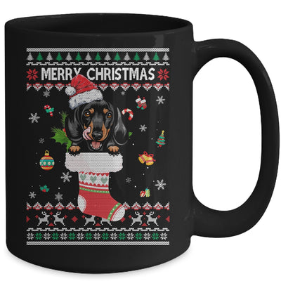 Merry Christmas Dachshund In Sock Dog Funny Ugly Xmas Mug Coffee Mug | Teecentury.com