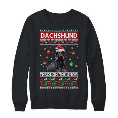 Merry Christmas Dachshund Through The Snow Funny Dog Lover T-Shirt & Sweatshirt | Teecentury.com