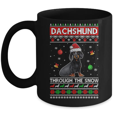 Merry Christmas Dachshund Through The Snow Funny Dog Lover Mug Coffee Mug | Teecentury.com