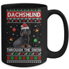 Merry Christmas Dachshund Through The Snow Funny Dog Lover Mug Coffee Mug | Teecentury.com