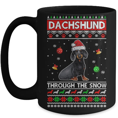 Merry Christmas Dachshund Through The Snow Funny Dog Lover Mug Coffee Mug | Teecentury.com
