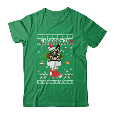 Merry Christmas German Shepherd In Sock Dog Funny Ugly Xmas T-Shirt & Sweatshirt | Teecentury.com