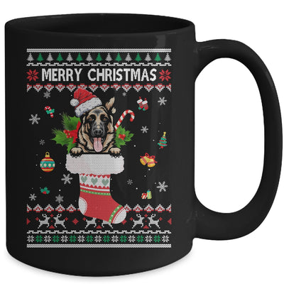 Merry Christmas German Shepherd In Sock Dog Funny Ugly Xmas Mug Coffee Mug | Teecentury.com