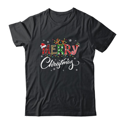 Merry Christmas Leopard Buffalo Red Plaid T-Shirt & Sweatshirt | Teecentury.com