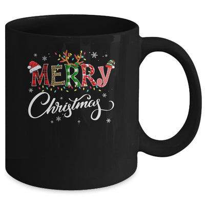 Merry Christmas Leopard Buffalo Red Plaid Mug Coffee Mug | Teecentury.com