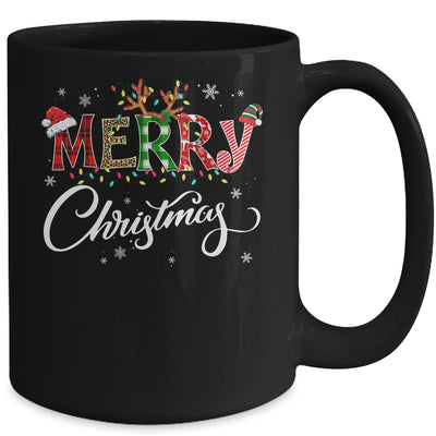 Merry Christmas Leopard Buffalo Red Plaid Mug Coffee Mug | Teecentury.com