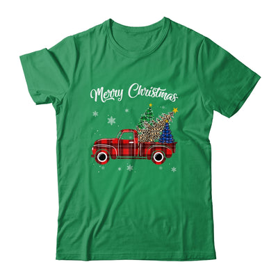 Merry Christmas Leopard Buffalo Truck Tree Red Plaid T-Shirt & Sweatshirt | Teecentury.com