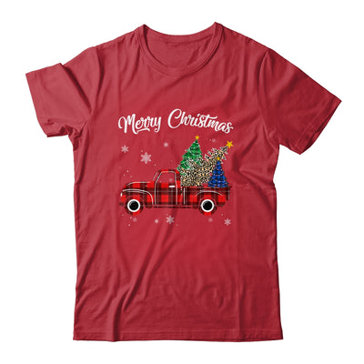 Merry Christmas Leopard Buffalo Truck Tree Red Plaid T-Shirt & Sweatshirt | Teecentury.com