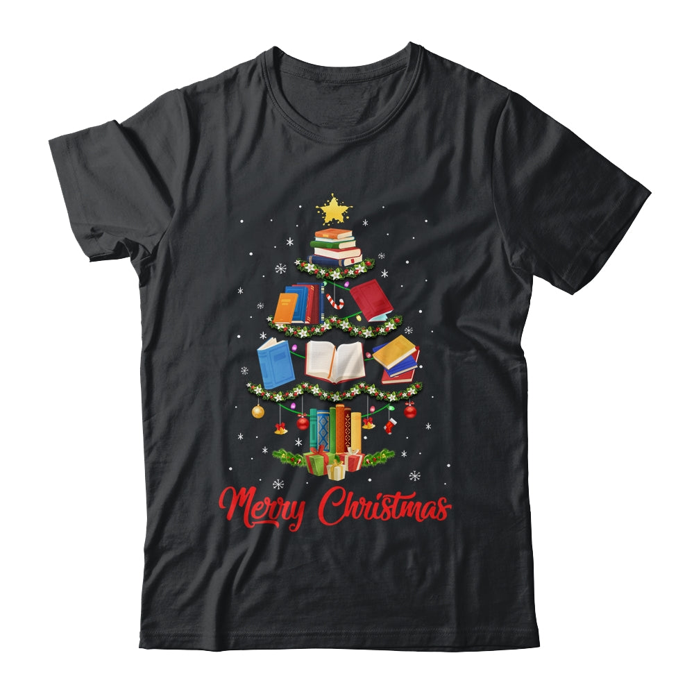 Merry Christmas Library Tree Cute Book Lover Librarian Shirt & Sweatshirt | teecentury